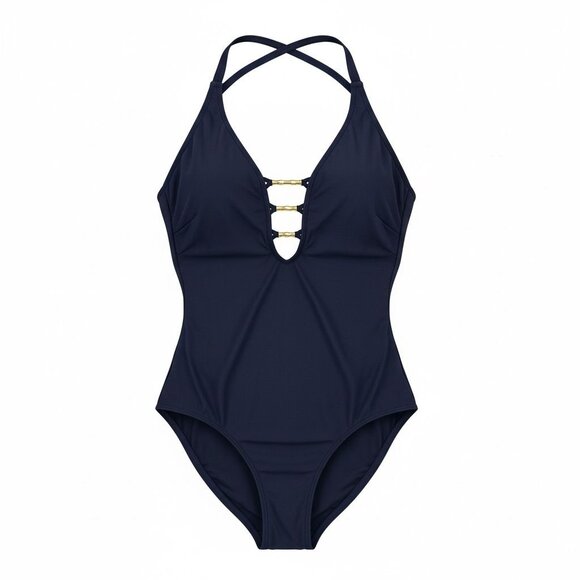 Bleu Rod Beattie Navy One-Piece Swimsuit – Low Back – Size 14 - Picture 1 of 8